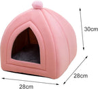 Cat Bed House Warm Cave Kennel Cushion Pad Soft Indoor Enclosed Tent Huts Sofa for Pet Cats Kittens Puppy, Pink