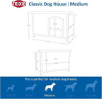 Trixie Natura Classic Dog House - Wooden Outdoor Shelter with Weatherproof Sealer, Hinged Roof & Adjustable Legs for Medium Dogs - Gray - 27 x 41 x 28.5 in