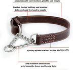 Love Dream Martingale Collars for Dogs, Leather Training Dog Collar, Stainless Steel Chain Anti-Escape No Pull Dog Collar for Medium Large Dogs (M(13.8"-18.9"), Brown)