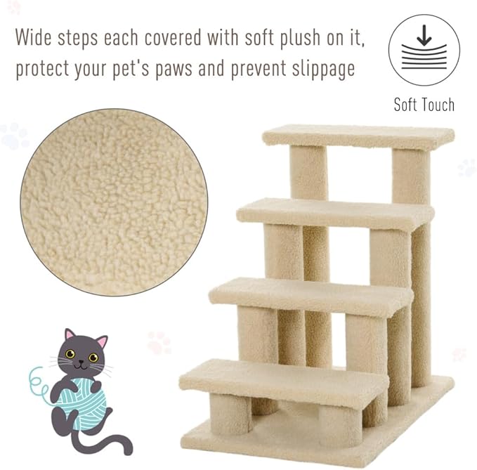 Stylish Cat Tree Tower with Sisal Scratching Posts, Cozy Condo, and Plush Perches for Climbing, Resting, and Play (Cream White + Particle Board)
