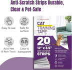 CLAWGUARD Cat Training Tape Strips – 20 Pre-Cut Double-Sided Anti Scratch Shields (12x3.5 in) – Cat Scratch Furniture Protector for Sofa & Surfaces