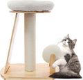 Wooden Cat Tree with Cuddle Bed and Scratching Posts, Multi-Level Cat Tower with Ramp and Ball, Compact Cat Furniture for Indoor Cats, Rubberwood Sisal Cat Climber for Small Spaces ﻿ (Style 1)