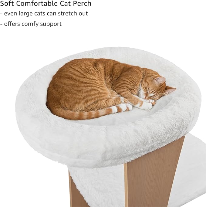 beeNbkks Cat Tree for Large Pets, Modern Tall Cat Tower with Condo Scratching Post Perch Bed, Indoor Wood Pet Furniture for Multiple Kittens