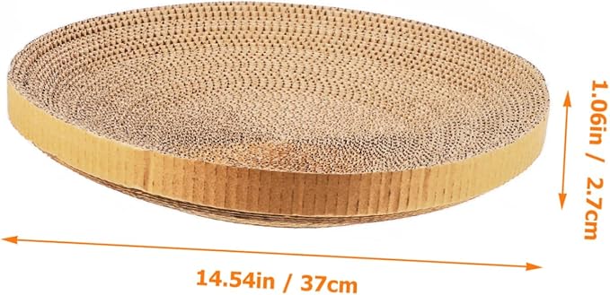 ABOOFAN Cat Scratch Board Replacement Core Round Corrugated Cardboard 14.43 Inch Durable Indoor Floor Cat Scratch Pad Refill for Kitten Play and Rest