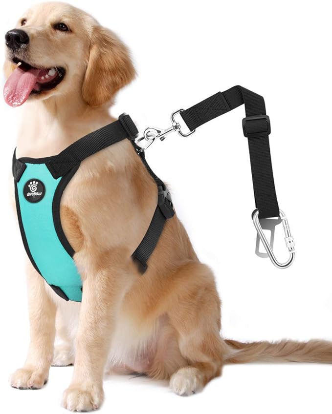 Dog Seat Belt, Safety Vest Dog Car Harness with Adjustable Buckle Dog Seat-Belt for Vehicle Nylon Pet Safety Seats Belts Heavy Duty(XL, Blue)