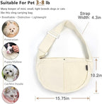 NATUYA Small Dog Carrier Sling Cat Sling-Dog Slings for Carrying Small Dogs-Adjustable Strap Hand Free Pet Puppy for Outdoor Traveling Subway (White, Canvas-Adjustable Strap)