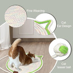 Personalized Cat Scratcher Mat, Customized with Name Text Natural Cotton Rope Round Horizontal Cat Scratching Pads with Ball Toy, Cat Furniture Protector for Wall, Couch, Carpets, Sofa (Green)