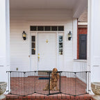 Freestanding Dog Gates with Door Walk Through, Extra Wide Doggy Door 150" W x 29" H Pet Gate Safty 6 Panels Dog Fence for Stairs, Doorways