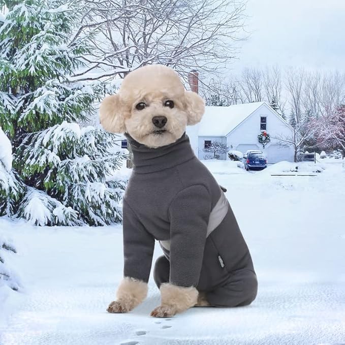 Polar Fleece Dog Pajamas Bodysuit - Small to Medium Dogs, Winter Jacket & Sweater for Small Dogs, Four-Legged Warm Clothes