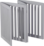 JungleA Freestanding Foldable Pet Gate for Dogs, 24 inch 4 Panels Step Over Fence,Pet Door, Dog Gate for Room, Doorway, Stairs (Grey)