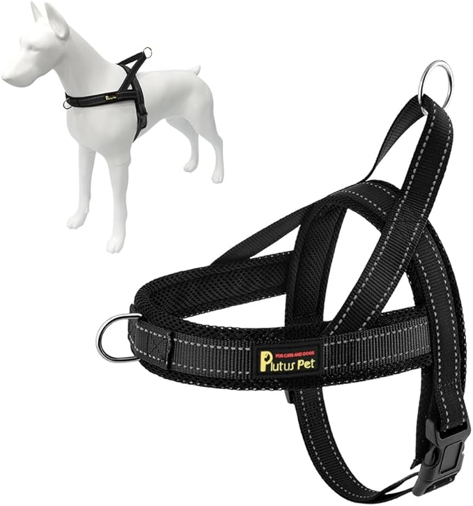 Plutus Pet No Pull Dog Harness with Breathable Mesh Padded, Adjustable Reflective Escape Proof Dog Harness, Quick Fit Dog Vest Harness for Small Medium Large Dogs(XL, Black)