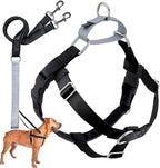 2 Hounds Design Freedom No Pull Dog Harness, Adjustable Harness and Leash Set, Easy Walking & Comfortable Control, Fits Small, Medium & Large Dogs, Solid Colors, Made in USA, 1" LG, Black