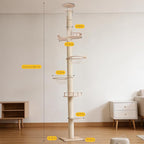 Floor to Ceiling Cat Tree 110-118 Inches Adjustable, Tall Cat Tower with 6 Sisal Scratching Posts & Triple Bolt Lock, Multi-Level Cat Activity Center for Large Indoor Cats