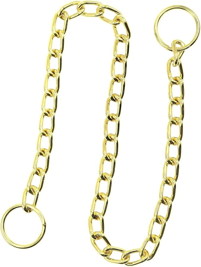 Chain Dog Choker Collar, Metal Slip Link Training Heavy Duty Choke Dog Collar Puppy Collars for XXS XS Small Medium Large Big XL Breed Dogs, Silver+Gold XL