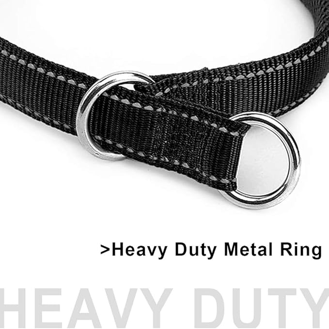 Reflective Slip Dog Collar, Loop Dog Collar for 44-75 lbs Dogs Nylon Collars with Soft Padded for Pet Training– Black 1" W x 22" L (Fits Neck 15.7"-19.7")