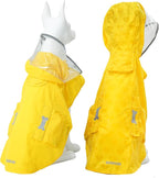 Dog Raincoat,Waterproof Rain Poncho with Hoodie, High Reflective Adjustable Pet Rain Jacket with Leash Hole for Small Medium and Large Dogs (Yellow(Water-Reactive Hydrochromic), Medium: 13-22lbs)