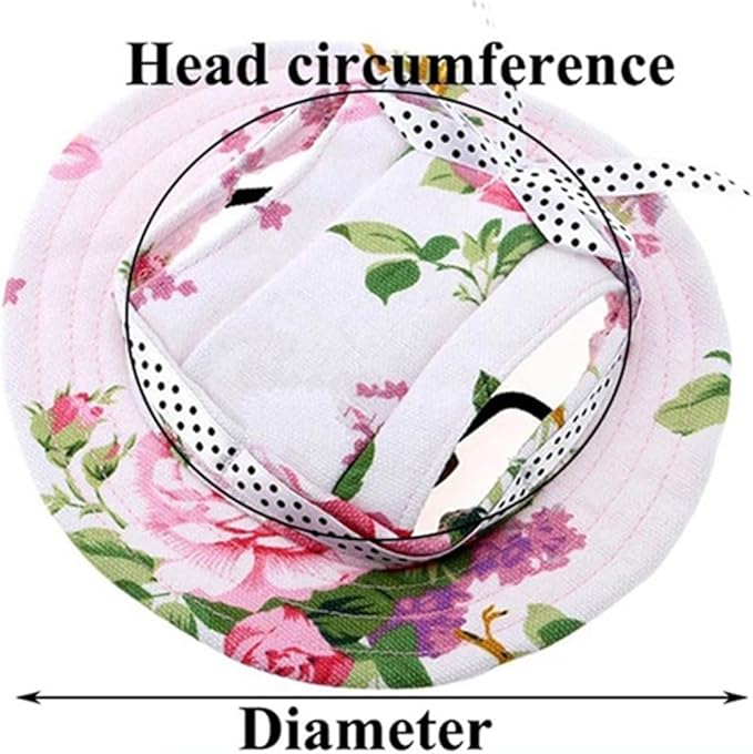 Round Brim Princess Hat Visor Hat Pet Dog Mesh Porous Sun Hat with Ear Holes for Small, Extra Small Dog Teddy, Pug, Chihuahua, Shih Tzu, Yorkshire Terriers, Papillon S