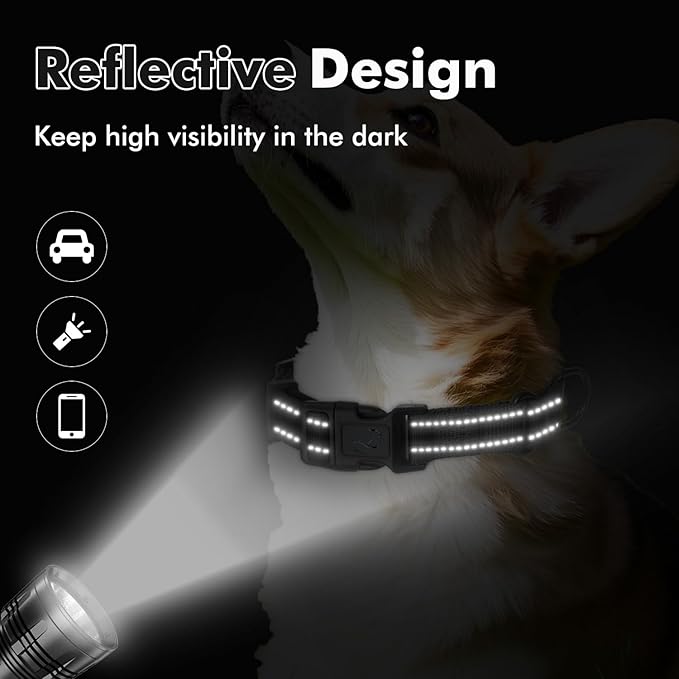 Martingale Collar for Dogs with Quick Release Buckle, Reflective Soft Padded & Escape Proof, Adjustable Nylon Dog Collars for Training & Daily Walking (Black,L)