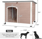 43.3’’ Large Dog House Outdoor Weatherproof Dog Kennel with Upgraded Thickened Metal Frame, Dog Shelter with PVC Curtain, Openable Roof and Removable Floor, Easy to Clean (Light Brown)