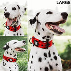 Tuff Pupper Heavy Duty Tactical Dog Collar | 1.5" Wide Ballistic Nylon | Reflective Stitching | Integrated ID Tag Holder | Stainless Steel Buckle | Padded Lining | Medium & Large Dogs (Red, Large)