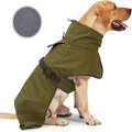 Barkworthies Dog Raincoat - Waterproof Winter Jacket with Velvet Inner, Reflective Strip, Green, L