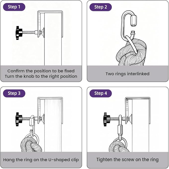 Cat Climbing Rope with U Clip, All-Mounted Clip-on Installation Cat Tree with Climbing Rope for Kitten, Durable Space Saving Cat Climbing Ropes Toy for Doors, Tables, Cabinets,Outdoor Wooden Frames