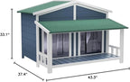Ritsu Outdoor Dog House, Waterproof Dog Kennel, Wooden Indoor Dog House, Log Cabin Style with Porch,Elevated Floor, 2 Doors
