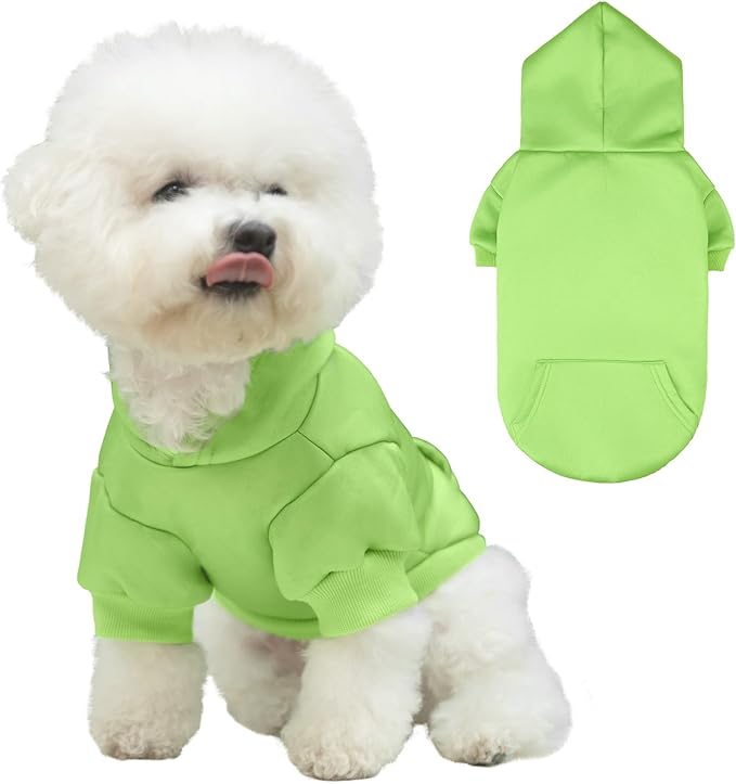 KOOLTAIL Dog Hoodie for Large Medium Small Dogs, Soft and Warm Pet Sweater with Leash Hole and Pocket Boy Girl, Puppy Fall Winter Jacket Clothes, French Pitbull Cold Weather Coat Sweatshirt,Green SM