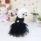 Tangpan Beam Waist Christmas Pet Costume Dog Dance Skirt Satin Camp Party Dress(Black,XL)