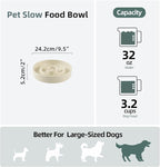 Ceramic 3.2 Cup Slow Feeder Dog Bowl for Large Dog, 9.5inch Puzzle Food Dish, Anti-Gulping, Stop Bloat, Preventing Choking (Single Bowl-Light Yellow)