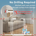 57.5-62" Extra Wide Baby Gate for Doorways,30" Tall Double Lock Mechanism Metal Dog Gate Pressure Mount，Automatic Closing Child Safety Gate,White