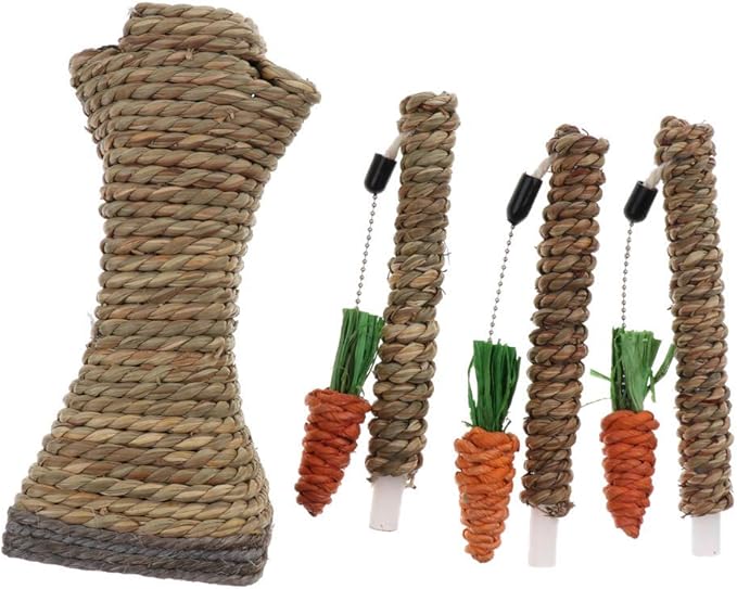 Litewoo Pet Climbing Tree Toy Rattan Grass Scratcher Bunny Toy Climbing Frame Activity Center with Carrot for Cat Rabbit Hamster Small Animal Toy