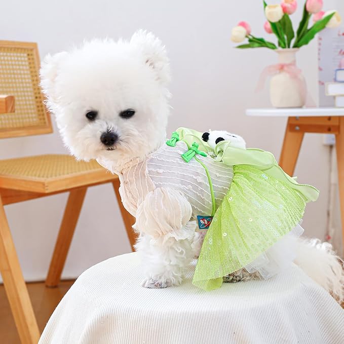 Furbabycare® Elegant Sweet Fashion Puppy Dog Blingbling Princess Skirt Pet Dog Lace Cake Camisole Tutu Dress S-Panda X-Small