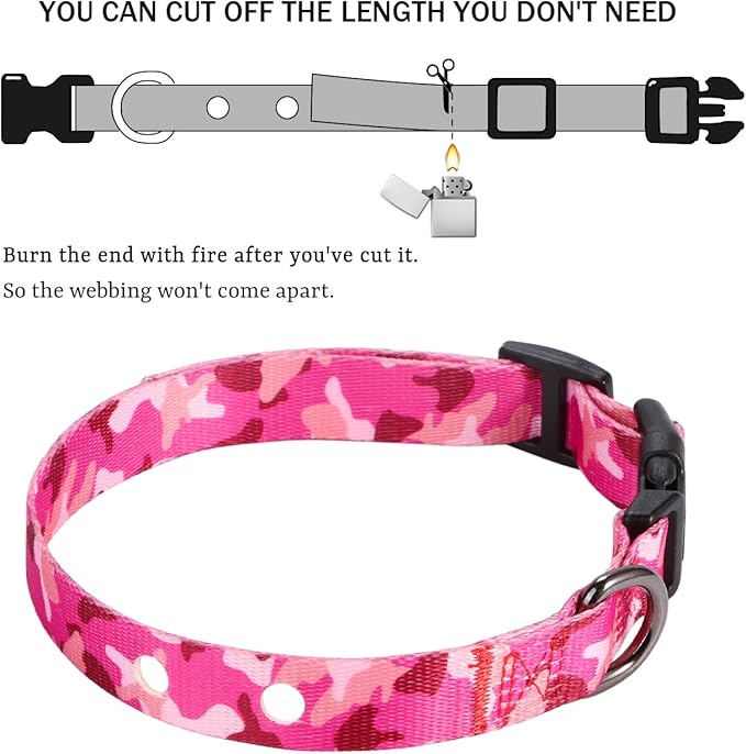 Rhea Rose 1 Inch Replacement Collar Strap Shock Collar with 2 Holes, Compatible with Nearly All Brands and Models of Underground Electric Dog Fences and Training Collars, Pink Camo