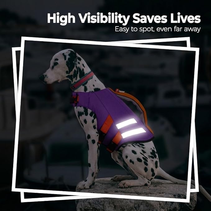 Lelepet Dog Life Jacket, High Flotation Dog Life Vest for Swimming, Boating, Ripstop Reflective Pet Swim Vest for Small Medium Large Dogs Pool Floats Adjustable Swimming Vest for Dogs Water Safety