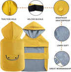 Dog Raincoat Dogs Rain Jacket Reflective Poncho Rainwear Waterproof Pet Clothes Winter Warm Lined Pocket Hooded Leash Hole Adjustable Small Medium Dogs,Yellow,L,Back Length 12.8 Inch