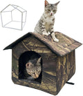Outdoor/Indoor Faux Woodland Frame Thermal Cat House, Waterproof, Insulated, Concealed, Collapsible, Removable, Easy to Clean. Suitable for Felines or Small Dogs(L)