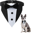 Dog Tuxedo for Medium Dogs, Tux Suit Dog Wedding Outfit Bandana with Bow Tie Collars for Small Medium Large Pet Dogs, Black M