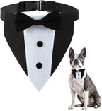 Dog Tuxedo for Medium Dogs, Tux Suit Dog Wedding Outfit Bandana with Bow Tie Collars for Small Medium Large Pet Dogs, Black M