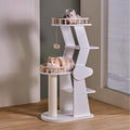 SHENGOCASE Modern Wooden Cat Tree Tower, 54.3 Inches Tall, 5-Level Perch Platform with Scratching Post, White