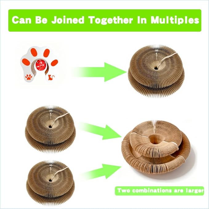 1 PCS Cat Toy Scratch Board,Accordion with Ball,Foldable Design,Boosts Claw Health,cat scratching board toy equipped with balls and bells,a cat toy designed specifically for indoor cats. (1 Psc)