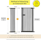 Lumizone Extra Tall Cat Gate Extension Kit 55.12" High Pressure Mounted 2025 New 12.60" Extra Wide 1.37" Gap No Drilling Tall Pet Gate for Dogs (Black, 55.12" H x 12.60" W, Extension)