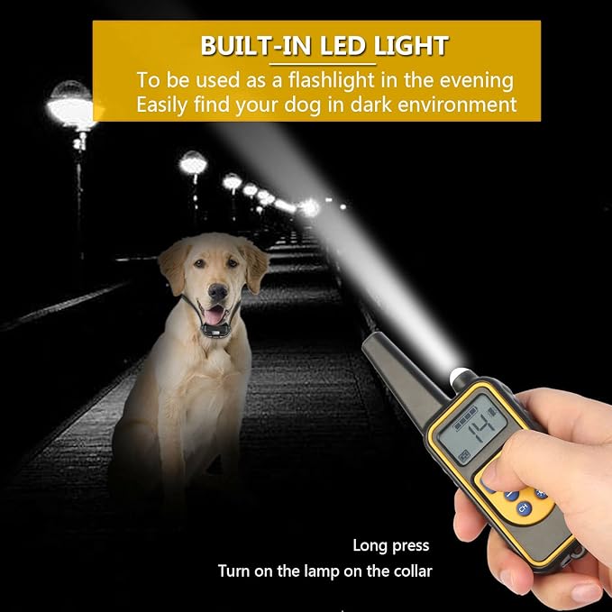 Dog Training Collar with Remote, 3300ft Remote Dog Shock Collar, IPX7 Waterproof Rechargeable E-Collar, 4 Training Modes (Night LED Light，Beep, Vibration, Shock) for Small Medium Large Dogs