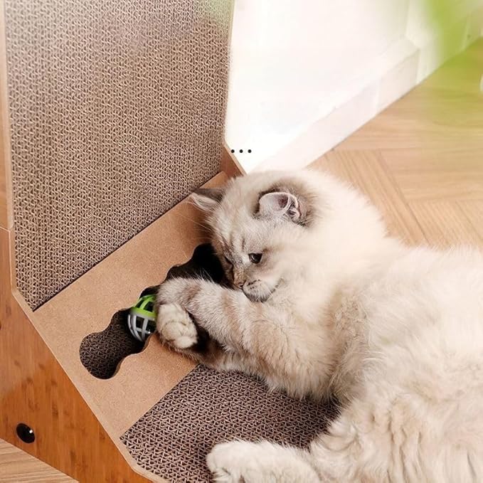 Premium Corrugated Cardboard Cat Scratcher & Perch – Dual-Level Scratch Station for Indoor Cats, Eco-Friendly, Durable & Space-Saving Play Furniture