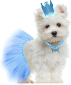 Dog Birthday Party Supplies Dogs Cats Birthday Costume Set Blue Tutu Skirt Dog Cat Birthday Hat Necklace for Puppy Dog Halloween Birthday Wedding Party Costume (Blue)