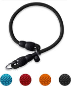 LOS ANDES Dog Slip Collar with Slidable Stopper, No Pull Choker Training Martingale Collar for Small Medium Large Dogs, Nylon, Black, M (19 in x 10 mm)