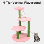 Cat Tree for Large Cats, Modern Senior Friendly 40'' Cat Tower with Wide Shelves, Scratching Posts, Super Sturdy Base, Cozy Perches, and Interactive Toys for Indoor Kittens (Pink)