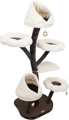 Tall Modern Cat Tree - 64 Inch Multi-Level Cat Tower with Resting Platforms & Scratching Posts for Large & Small Cats Climbing Flower Shaped Kitten Activity Center Playground