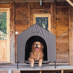42” Outdoor Dog House for Large Breeds, Durable Large Dog Shelter with Weatherproof 600D PVC Canopy, Breathable 2x1 Textilene Fabric Elevated Dog Bed, XL Dog Kennel for Outside Use