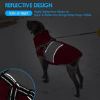 KOESON Dog Coat, Warm Dog Winter Coat for Giant Breeds, Waterproof Dogs Jacket with Harness, Reflective Pet Fleece Lined Puffer Jacket, Turtleneck & Windproof Coats for Great Dane, Golden Retriever